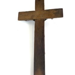 Pakabinamas ąžuolinis kryžius su metaline Jėzaus Kristaus figūra 5,5x27x50 cm