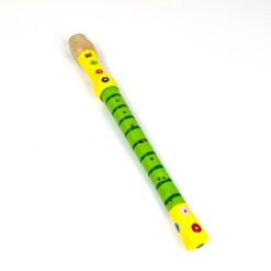 Medinė spalvota fleita su plastikiniu dėklu 32,5x3,5x3,5 cm
