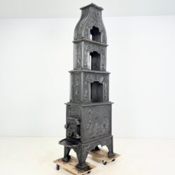 Norvegiška Ulefos penkių dalių ketaus krosnelė, gamybos metai 1900-1930 m. 98x43x240 cm