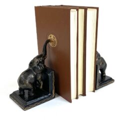 Knygų laikikliai iš ketaus su dramblių figūromis 2 vnt. komplektas 8×10,5×14,5 cm