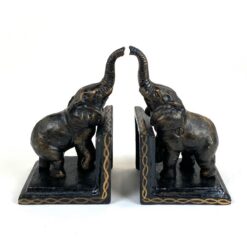 Knygų laikikliai iš ketaus su dramblių figūromis 2 vnt. komplektas 8×10,5×14,5 cm
