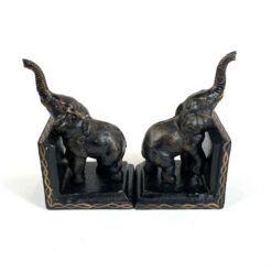 Knygų laikikliai iš ketaus su dramblių figūromis 2 vnt. komplektas 8×10,5×14,5 cm