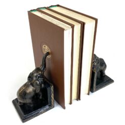 Knygų laikikliai iš ketaus su dramblių figūromis 2 vnt. komplektas 8x10x14,5 cm