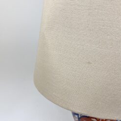 Keramikinis rytietiškas stalinis šviestuvas su žalvario detalėmis ir tekstiliniu gaubtu 30x30x40 cm
