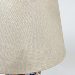 Keramikinis rytietiškas stalinis šviestuvas su žalvario detalėmis ir tekstiliniu gaubtu 30x30x40 cm