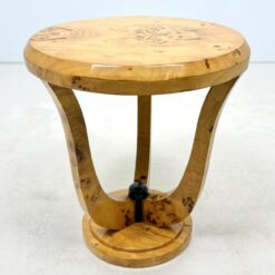 Art Deco stiliaus apvalus riešutmedžio lukšto staliukas 53,5x53,5x62,5 cm