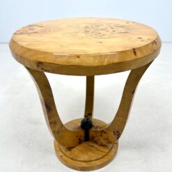Art Deco stiliaus apvalus riešutmedžio lukšto staliukas 53,5×53,5×62,5 cm