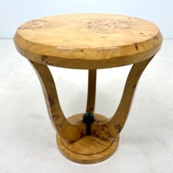 Art Deco stiliaus apvalus riešutmedžio lukšto staliukas 53,5×53,5×62,5 cm