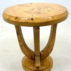 Art Deco stiliaus apvalus riešutmedžio lukšto staliukas 53,5×53,5×62,5 cm
