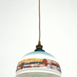 Stiklinis pakabinamas šviestuvas su gamtos peizažo atvaizdu 23,5×23,5×110 cm