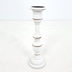 Medinė baltos spalvos žvakidė 17,5×17,5×54 cm