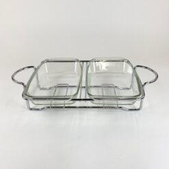 Metalinio rėmo marmitas su dviejais "Simax" stikliniais indais 32x51x11,5 cm