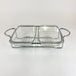 Metalinio rėmo marmitas su dviejais „Simax” stikliniais indais 32x51x11,5 cm