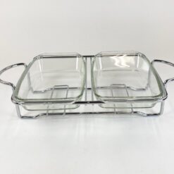 Metalinio rėmo marmitas su dviejais „Simax” stikliniais indais 32x51x11,5 cm