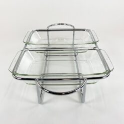 Metalinio rėmo marmitas su dviejais „Simax” stikliniais indais 32x51x11,5 cm