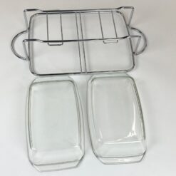 Metalinio rėmo marmitas su dviejais „Simax” stikliniais indais 32x51x11,5 cm