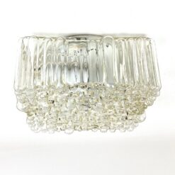 Mid Century kvadratinis lubinis šviestuvėlis stikliniu gaubtu 17x17x8,5 cm