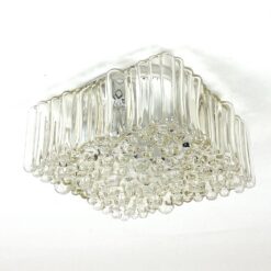 Mid Century kvadratinis lubinis šviestuvėlis stikliniu gaubtu 17x17x8,5 cm
