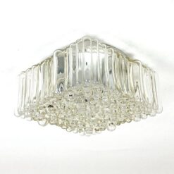Mid Century kvadratinis lubinis šviestuvėlis stikliniu gaubtu 17x17x8,5 cm