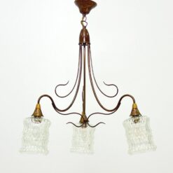 Pakabinamas Bonalux Kalthoff metalinis trijų šakų šviestuvas stikliniais gaubtais 50x50x70 cm