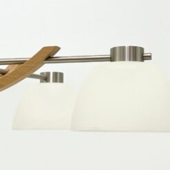 Pakabinamas Sorpetaler Leuchten penkių šakų šviestuvas iš metalo ir medžio su stikliniais gaubtais 57x57x46 cm