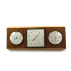 Vokiška vintažinė „Moco” pakabinama meteorologinė stotelė: higrometras, barometras ir termometras mediniame rėme 3,5x31x12,5 cm