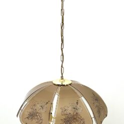 Pakabinamas Edison Light aukso spalvos keturių šakų metalinis šviestuvas su augalinių motyvų stiklais 56x56x92 cm