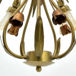 Pakabinamas Sorpetaler Leuchten metalinis augalinių motyvų penkių šakų šviestuvas stikliniais gaubtais 55x55x132 cm