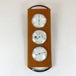 Pakabinama meteorologinė stotelė: termometras, barometras, higrometras mediniame rėme 3,5x15x43 cm
