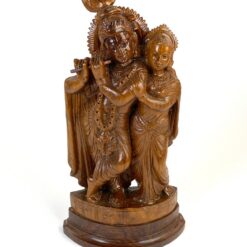Medinė hinduizmo dievybių Radha ir Krishna statula 9x19x36,5 cm