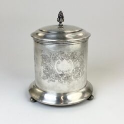 Angliškas Elkington & Co sidabruoto metalo indas su dangčiu 17x17x21 cm