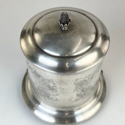 Angliškas Elkington & Co sidabruoto metalo indas su dangčiu 17x17x21 cm