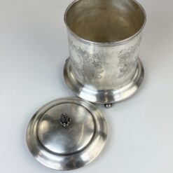 Angliškas Elkington & Co sidabruoto metalo indas su dangčiu 17x17x21 cm