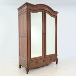 Ąžuolinė rokoko stiliaus dviejų durų spinta su veidrodžiais ir stalčiais 67x154x231 cm