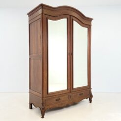 Ąžuolinė rokoko stiliaus dviejų durų spinta su veidrodžiais ir stalčiais 67x154x231 cm