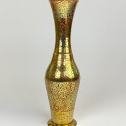 Žalvarinė indiška ornamentais dekoruota vaza 9,5×9,5×35 cm