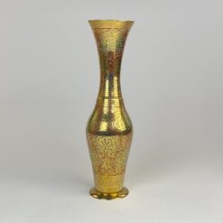 Žalvarinė indiška ornamentais dekoruota vaza 9,5×9,5×35 cm