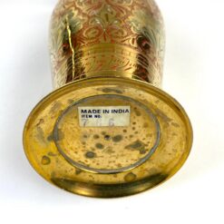 Žalvarinė indiška ornamentais dekoruota vaza 9,5×9,5×35 cm