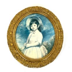 George Romney darbo Miss Juliana Willoughby printas ovaliame aukso spalvos rėme 4,5×51,5×58,5 cm
