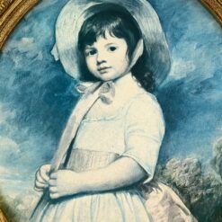 George Romney darbo Miss Juliana Willoughby printas ovaliame aukso spalvos rėme 4,5×51,5×58,5 cm