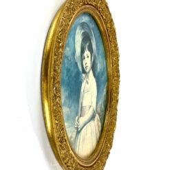 George Romney darbo Miss Juliana Willoughby printas ovaliame aukso spalvos rėme 4,5×51,5×58,5 cm