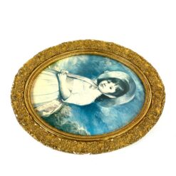 George Romney darbo Miss Juliana Willoughby printas ovaliame aukso spalvos rėme 4,5×51,5×58,5 cm