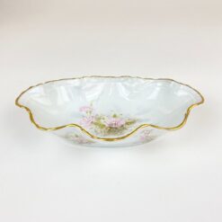 Prancūziškas porcelianinis Limoges Sélection Gilis dubenėlis banguota kraštine 11×17,5×4,5 cm
