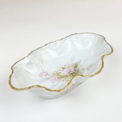 Prancūziškas porcelianinis Limoges Sélection Gilis dubenėlis banguota kraštine 11×17,5×4,5 cm