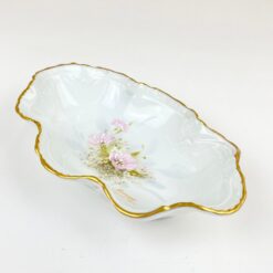 Prancūziškas porcelianinis Limoges Sélection Gilis dubenėlis banguota kraštine 11×17,5×4,5 cm