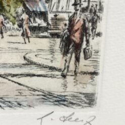 Spalvotas grafikos darbas Köln Hohencentre mediniame rėme su stiklu 1,5x37x27 cm