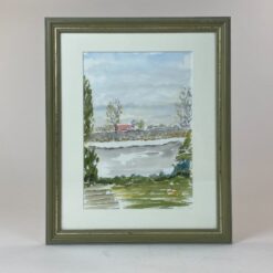 Akvarele ant popieriaus tapytas gamtos peizažas mediniame rėme su stiklu 2x27x33 cm