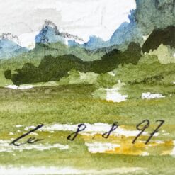 Akvarele ant popieriaus tapytas gamtos peizažas mediniame rėme su stiklu 2x27x33 cm