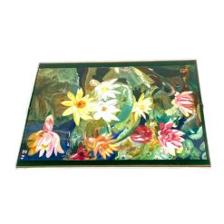 Guašu ant popieriaus tapytas paveikslas „Vandens lelijos” su stiklu ir porėmiu 0,5x28x35 cm