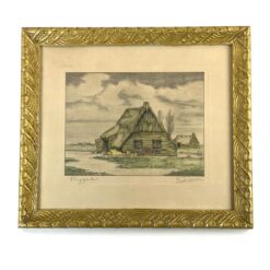 Grafikos darbas "Plaggenhut" mediniame aukso spalvos rėme 2,5x39x34 cm